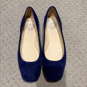 Vince Camuto Deep Blue Suede Square-Toe Ballet Flats